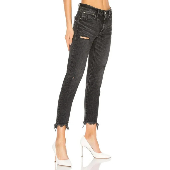 MOUSSY VINTAGE Kelley Tapered Denim Jeans Black Size 24 - Picture 2 of 9